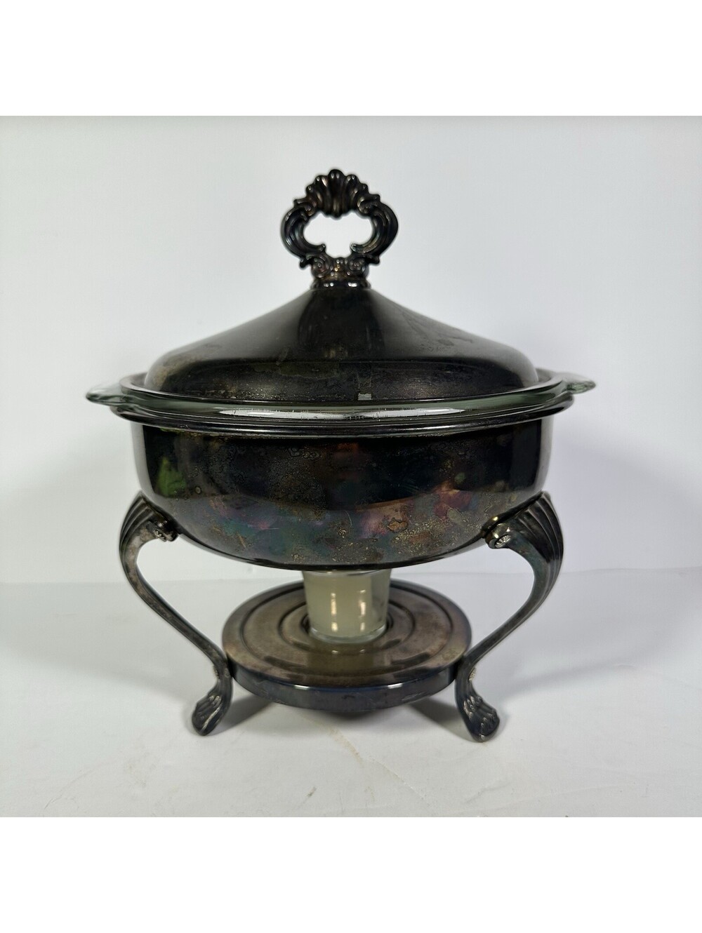 Vintage Silverplate Chafing Dish Warmer Anchor Hocking Fire King 2Qt